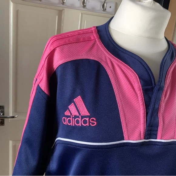 Adidas Paris SF Rugby Jersey Size 2XL Ladies Navy Blue Pink Climacool Logo - Picture 4 of 10